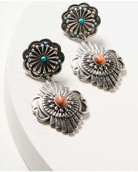 Image #1 - Shyanne Women's Wildflower Bloom Concho Earrings, Silver, hi-res