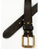 Image #2 - Brother and Sons Men's Distressed Leather & Brass Buckle Belt, Black, hi-res
