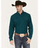 Image #1 - RANK 45® Men's Roughie Solid Long Sleeve Button-Down Western Performance Shirt, Teal, hi-res