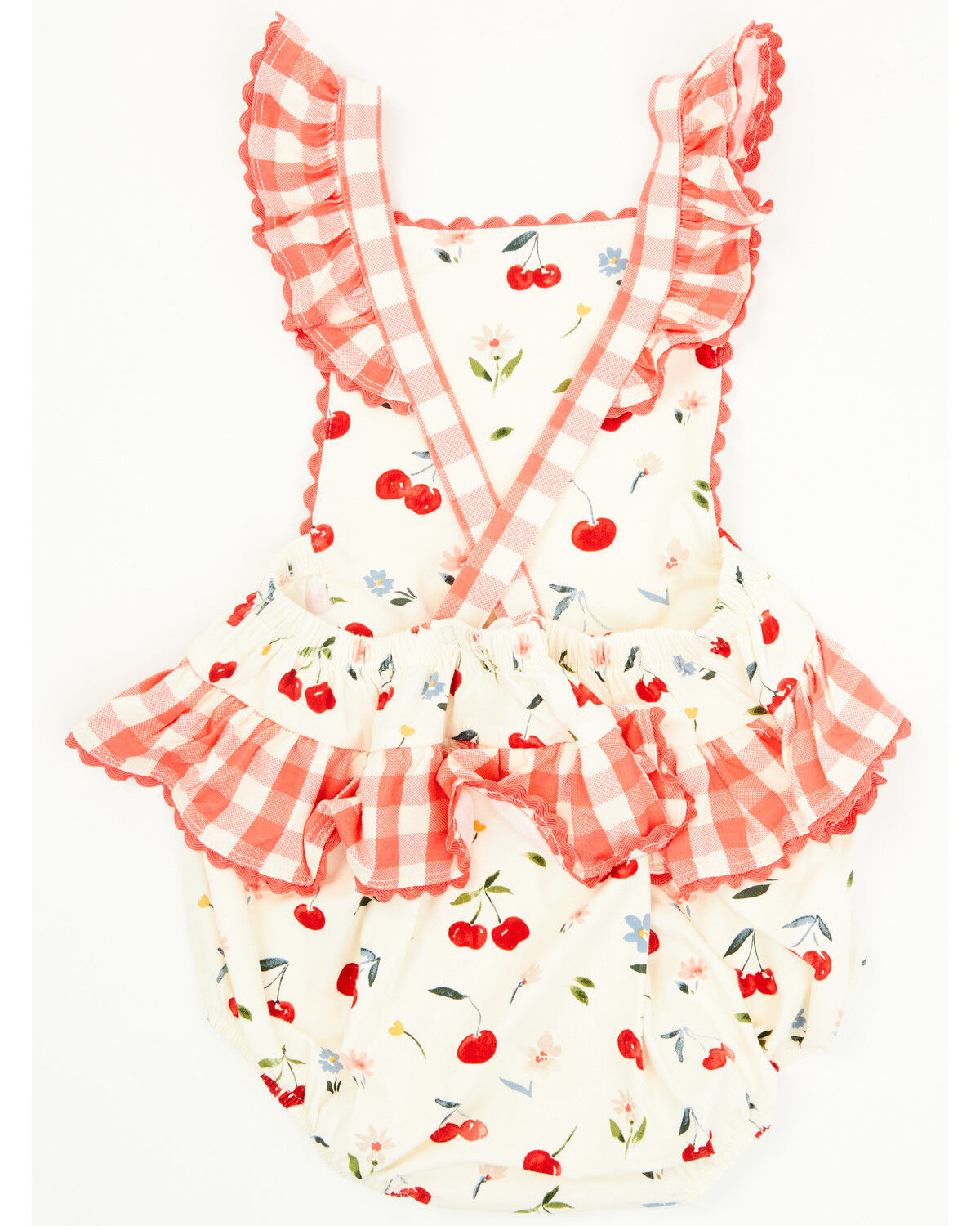 Image #3 - Angel Dear Infant Girls' Cherry Ruffle Sleeve Snap Onesie, Cream, hi-res