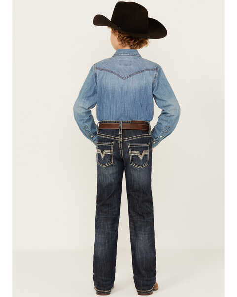 Image #3 - Rock & Roll Denim Boys' Dark Vintage Wash Stretch Bootcut Jeans , Blue, hi-res