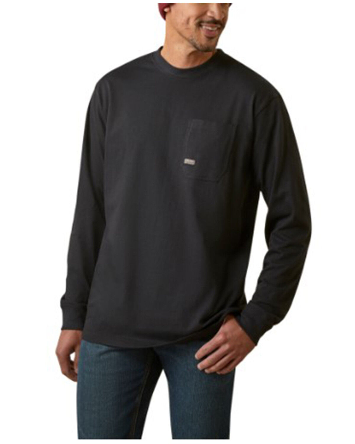 Image #1 - Ariat Men's Rebar Cotton Strong Stacking Dimes Long Sleeve Graphic T-Shirt, Black, hi-res