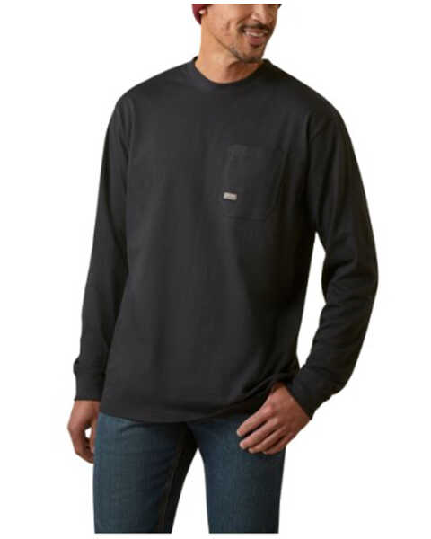Ariat Men's Rebar Cotton Strong Stacking Dimes Long Sleeve Graphic T-Shirt , Black, hi-res
