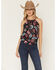 Image #1 - Idyllwind Women's Floral Haze Embroidered Crinkle Tank Top, Black, hi-res