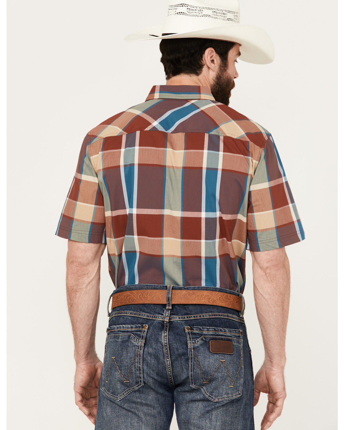 Image #4 - Kimes Ranch Men's Masonic Plaid Print Short Sleeve Button Down Shirt, Red, hi-res