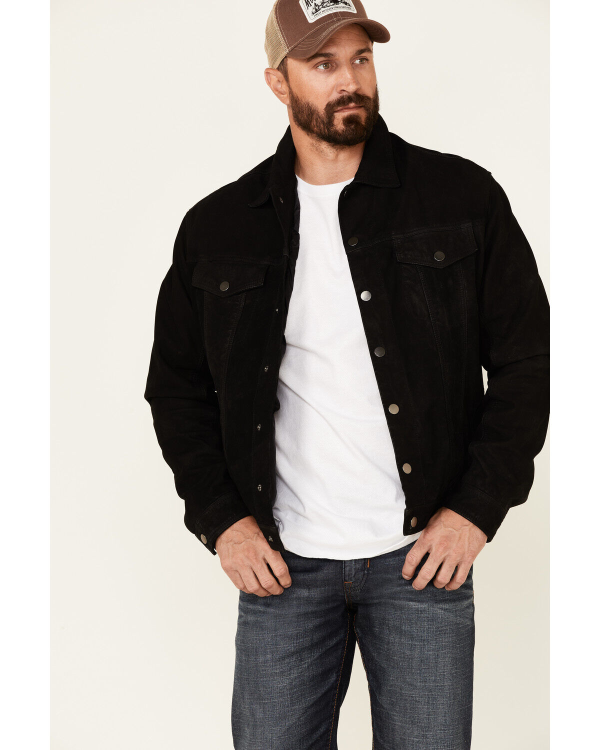 mens black distressed jean jacket