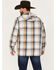 Wrangler Men's Plaid Print 1/4 Button Front Unlined Hooded Pullover, Tan, hi-res