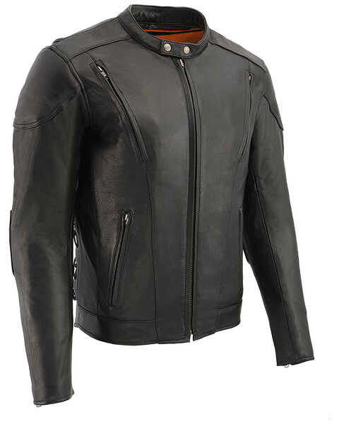 Milwaukee Leather Men's 4X Side Lace Vented Scooter Jacket - Big , Black, hi-res