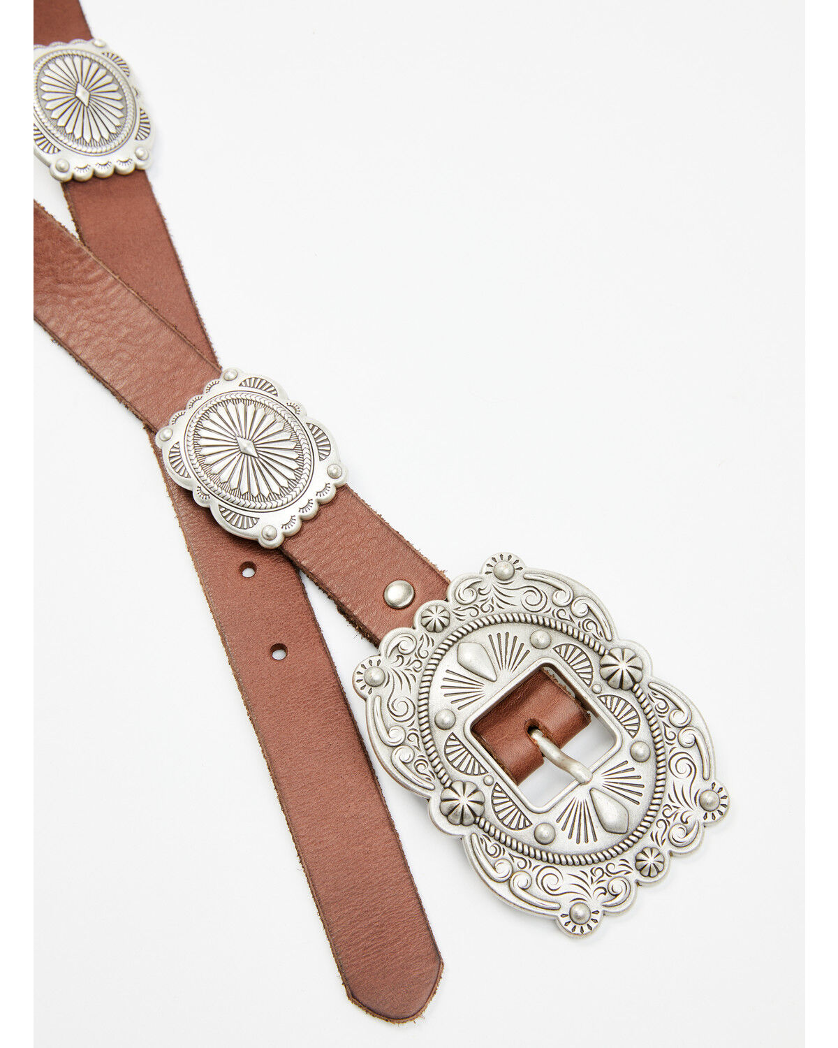 Image #3 - Shyanne Women's Sloane Concho Leather Belt, Brown, hi-res