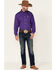 Cinch Men's Solid Long Sleeve Button-Down Western Shirt, Purple, hi-res