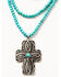 Image #2 - Shyanne Women's Turquoise Beaded Layered Cross Necklace, Silver, hi-res