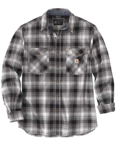 Image #1 - Carhartt Men's Lightweight Plaid Long Sleeve Button-Down Work Shirt Jacket , Grey, hi-res
