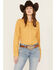 Cinch Women's ARENAFLEX Printed Long Sleeve Button-Down Western Shirt , Gold, hi-res