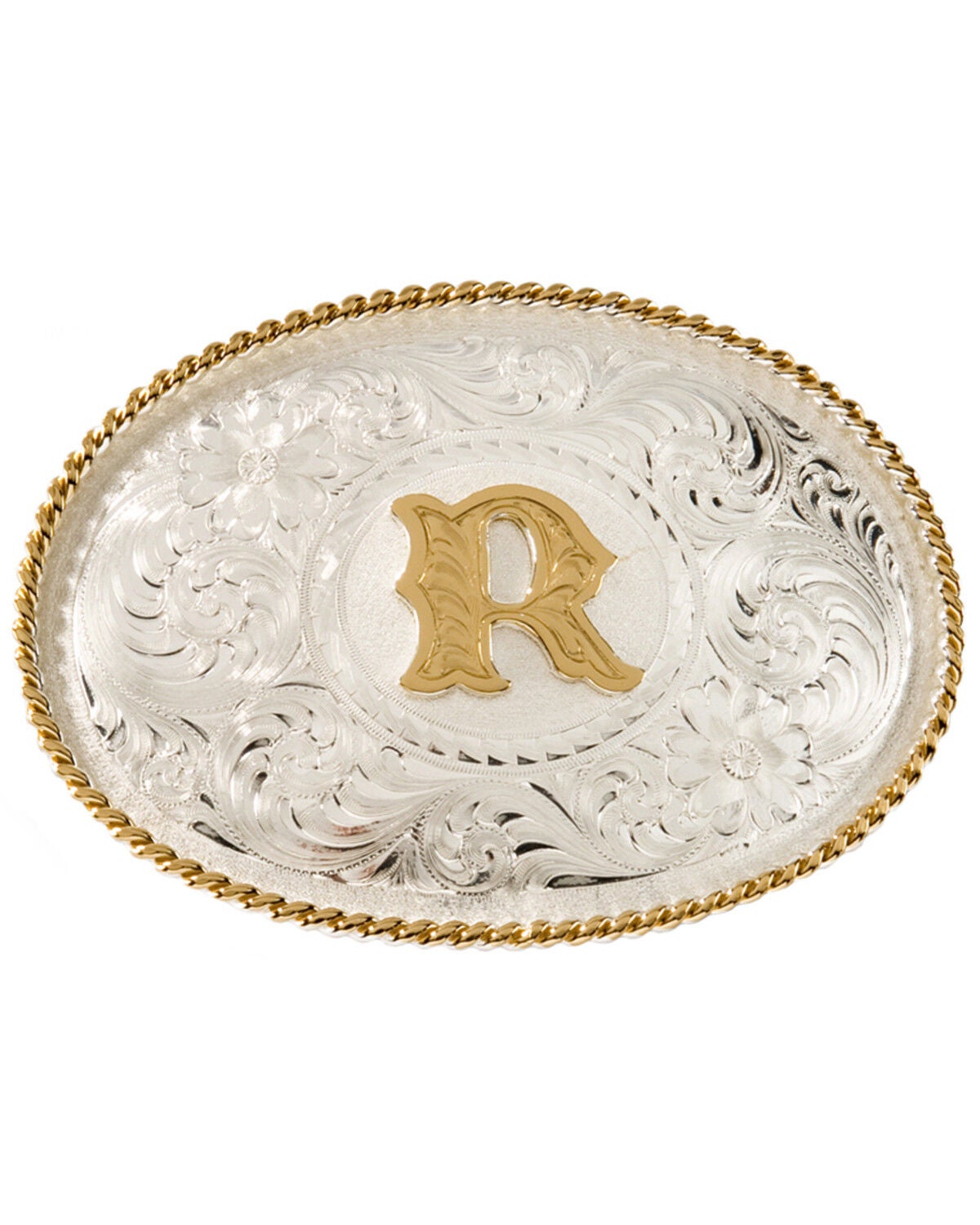 Montana Silversmiths Initial "R" Belt Buckle, Silver, hi-res