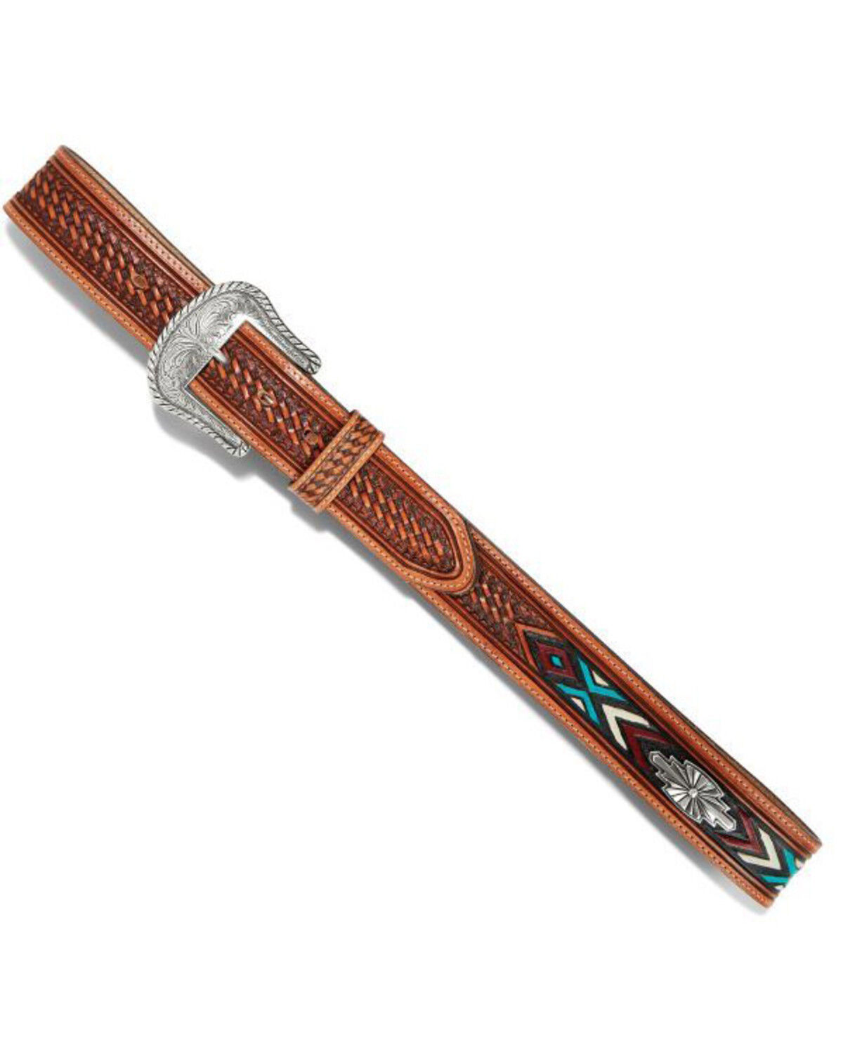 Image #2 - Justin Men's Sierra Sunrise Leather Belt, Brown, hi-res