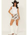 Image #1 - Blue B Women's Cow Print Denim Skort, Multi, hi-res