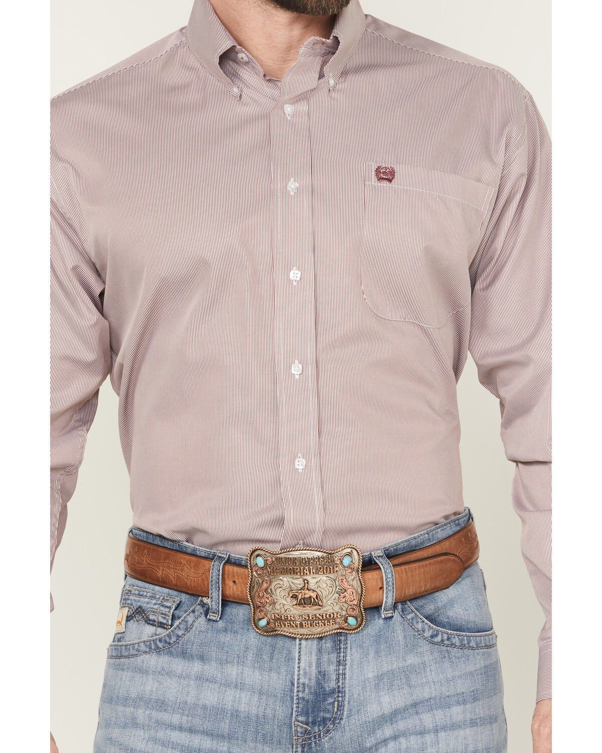 Image #3 - Cinch Men's Striped Print Tencel Long Sleeve Button-Down Western Shirt, Pink, hi-res
