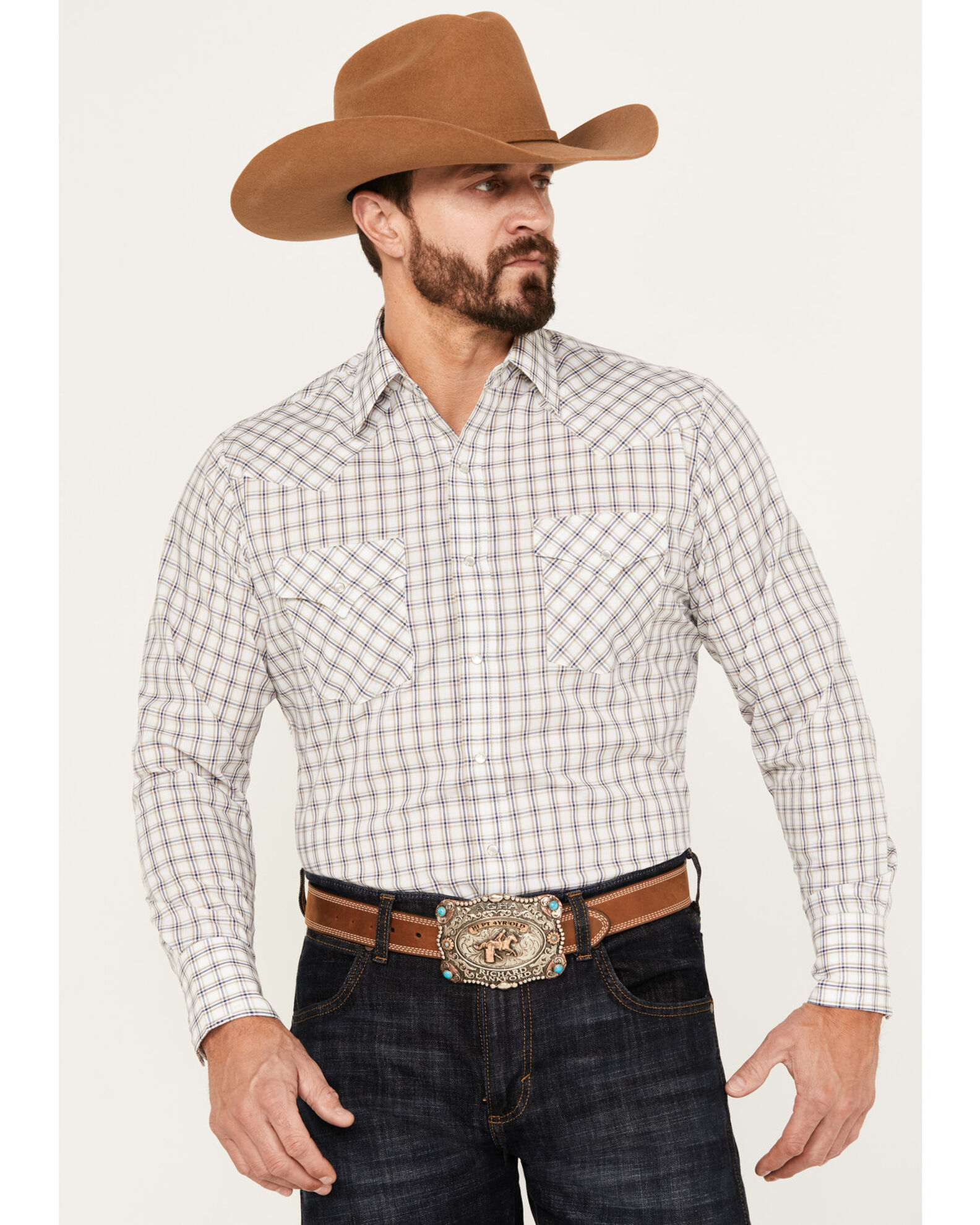 Ely Walker Men s Plaid Print Long Sleeve Pearl Snap Western Shirt