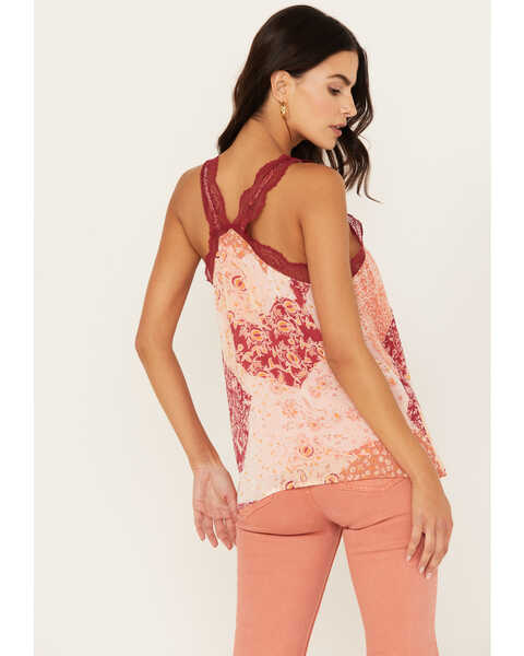 Image #4 - Miss Me Women's Floral Sleeveless Top, Red, hi-res