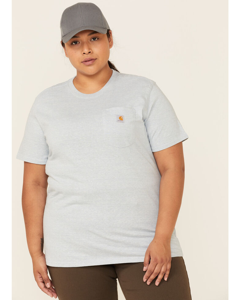 Carhartt Women's Pocket Short Sleeve Work T-Shirt - Plus, Light Blue, hi-res