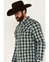 Image #2 - Moonshine Spirit Men's Autograph Plaid Print Long Sleeve Snap Western Shirt, Navy, hi-res