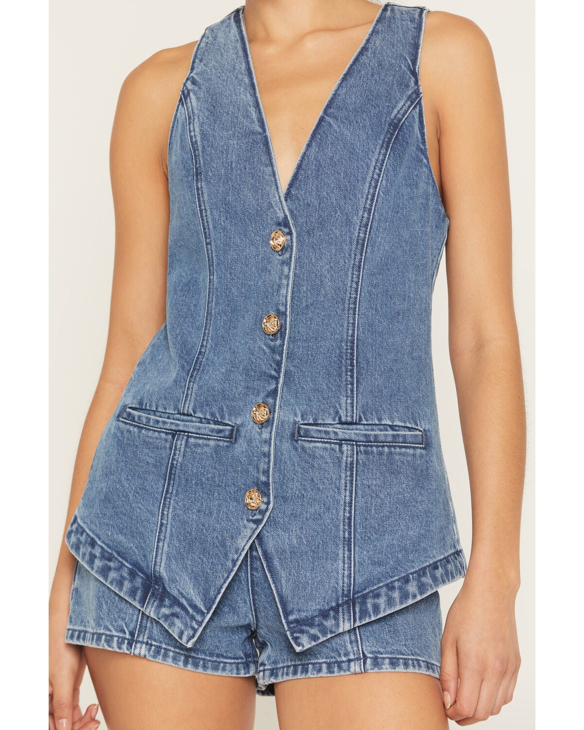 Image #3 - Show Me Your Mumu Women's Venture Out Sleeveless Denim Romper, Medium Wash, hi-res