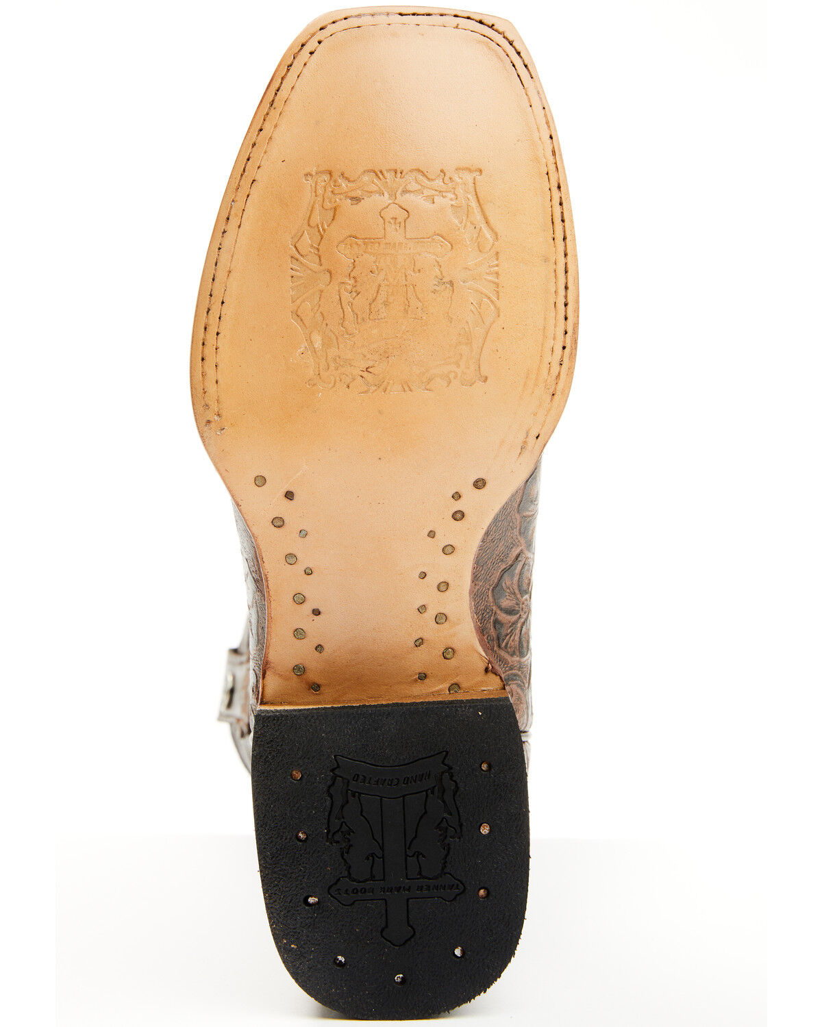 Image #7 - Tanner Women's Hand Tooled Floral Western Boots - Broad Square Toe, Brown, hi-res