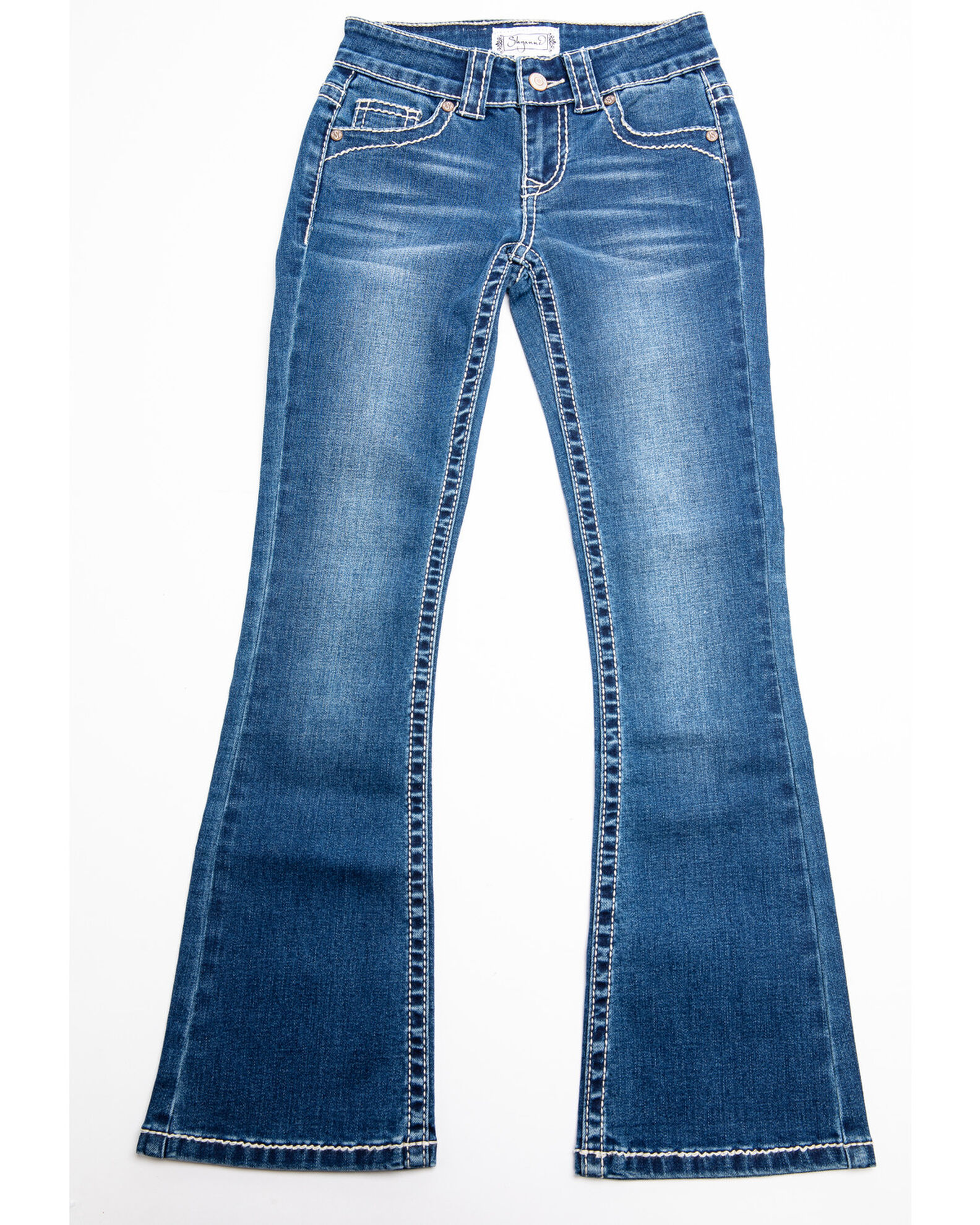 Shyanne Girls Medium Wash Swirl Floral Embroidered Bootcut Jeans Sheplers