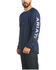 Image #1 - Ariat Men's Navy Rebar Heat Fighter Long Sleeve Work Pocket T-Shirt, Navy, hi-res