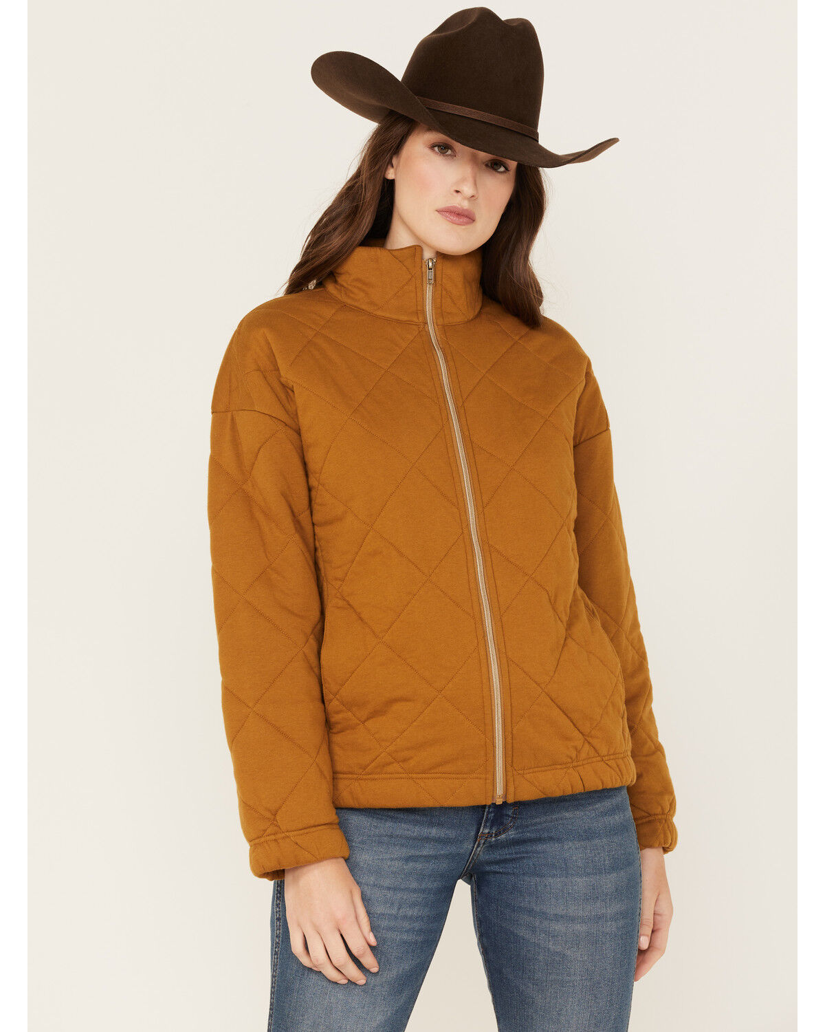 Image #1 - Ariat Women's Quilted Zip Jacket, Brown, hi-res