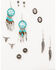 Image #1 - Shyanne Women's 6-piece Silver & Turquoise Longhorn Dreamcatcher Earrings Set, Silver, hi-res