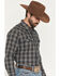 Image #2 - Cody James Men's Warriors Way Plaid Print Long Sleeve Snap Western Shirt, Dark Blue, hi-res