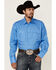 Image #1 - Roper Men's Cottage Foulard Geo Print Long Sleece Snap Western Shirt, Blue, hi-res