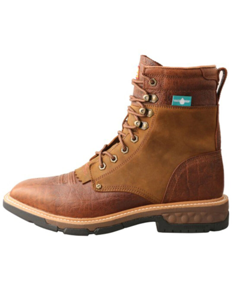 Twisted X Men's Cellstretch 8" Lacer Waterproof Leather Work Boots - Broad Square Toe , Brown, hi-res