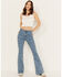 Image #1 - Rock & Roll Denim Women's Medium Wash High Rise Desert Print Bargain Flare Jeans, Medium Wash, hi-res