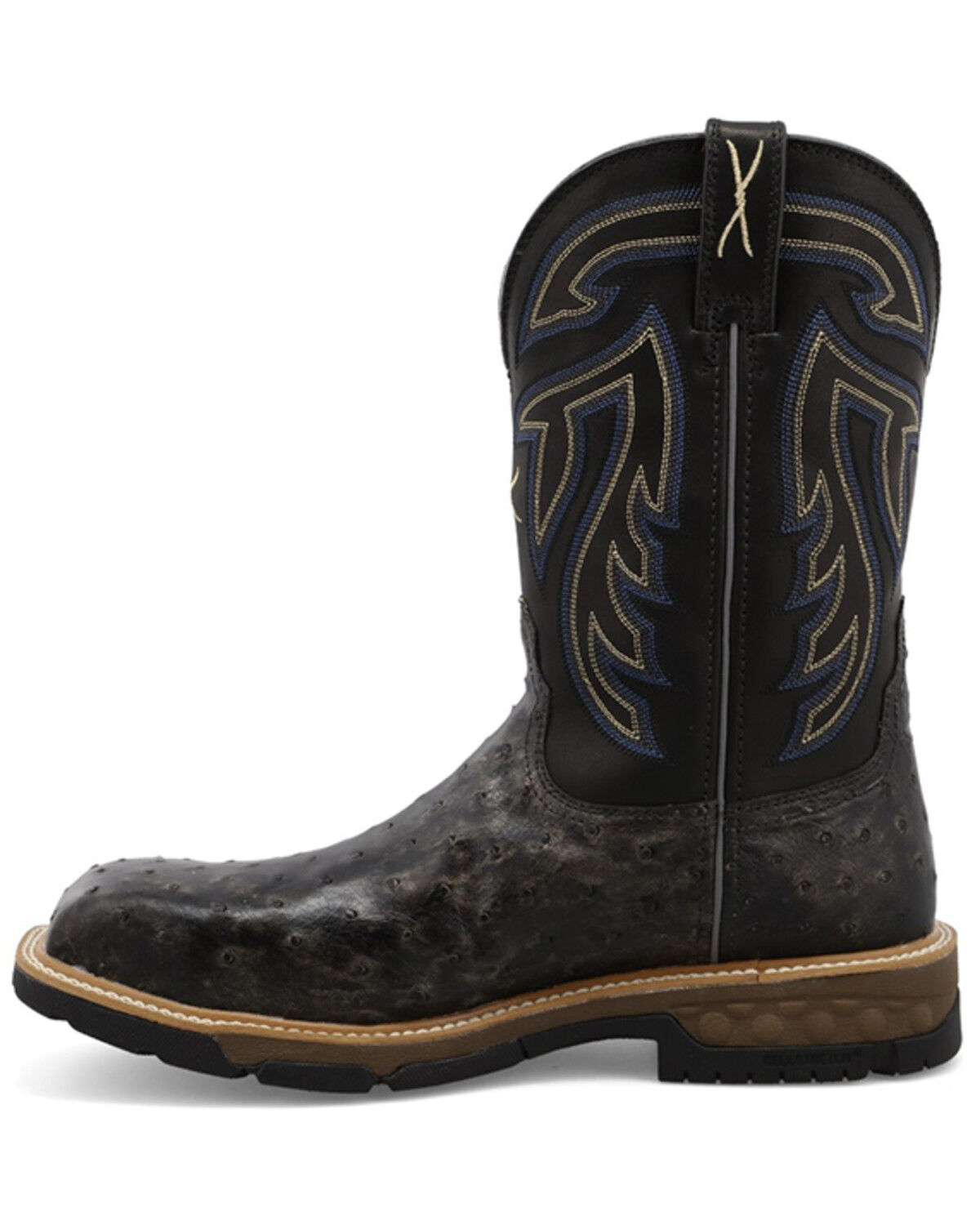 Image #3 - Twisted X Men's 11" Exotic Ostrich Western Work Boots - Nano Composite Toe, Black, hi-res