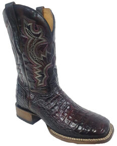 El Dorado Men's Caiman Western Boots - Wide Square Toe, Black Cherry, hi-res