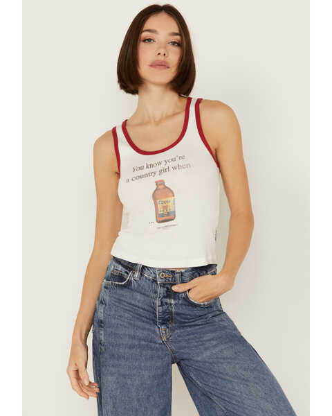Image #1 - The Laundry Room Women's Country Girl Cropped Graphic Tank , White, hi-res