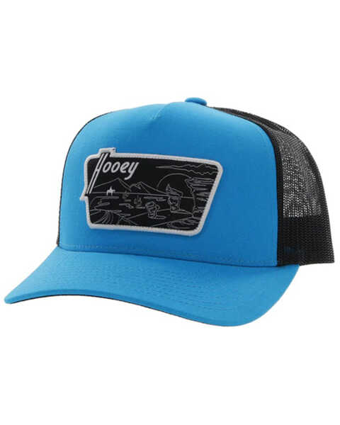 Hooey Men's Davis Desert Logo Patch Mesh Back Trucker Cap, Blue, hi-res
