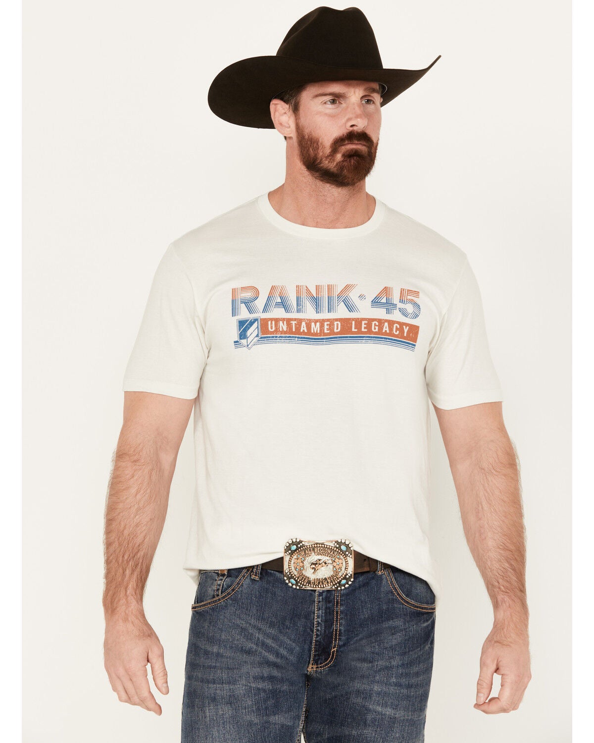 RANK 45&reg; Men's Stria Rank Short Sleeve Graphic T-Shirt, White, hi-res