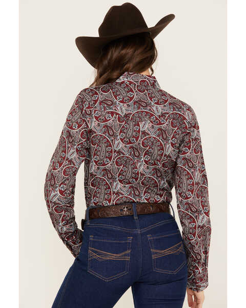 Image #4 - Cinch Women's Paisley Print Long Sleeve Snap Western Shirt, Burgundy, hi-res