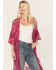 Shyanne Women's Lace Duster Kimono, Fuscia, hi-res