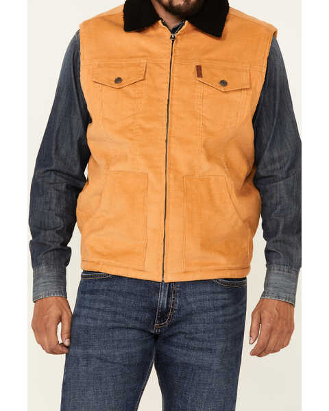 Cinch Men's Gold Sherpa-Lined Corduroy Zip-Front Vest , Brown, hi-res