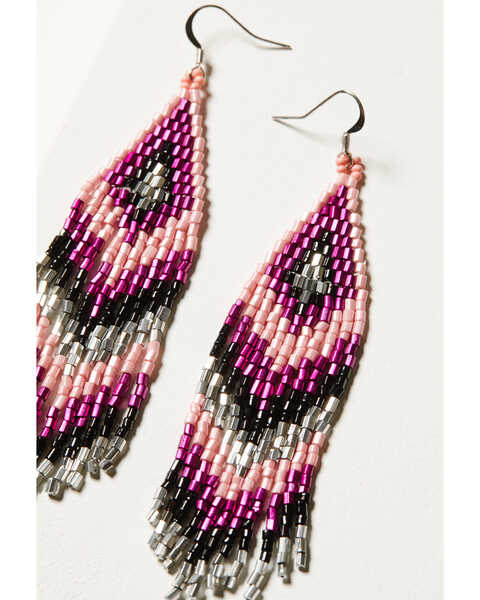 Image #2 - Idyllwind Women's Beaded Pink & Black Pavilion Earrings , Fuchsia, hi-res