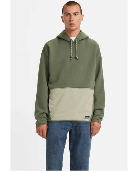 Image #1 - Levi's Men's Thyme Utility Hooded Fleece Sweatshirt , Green, hi-res