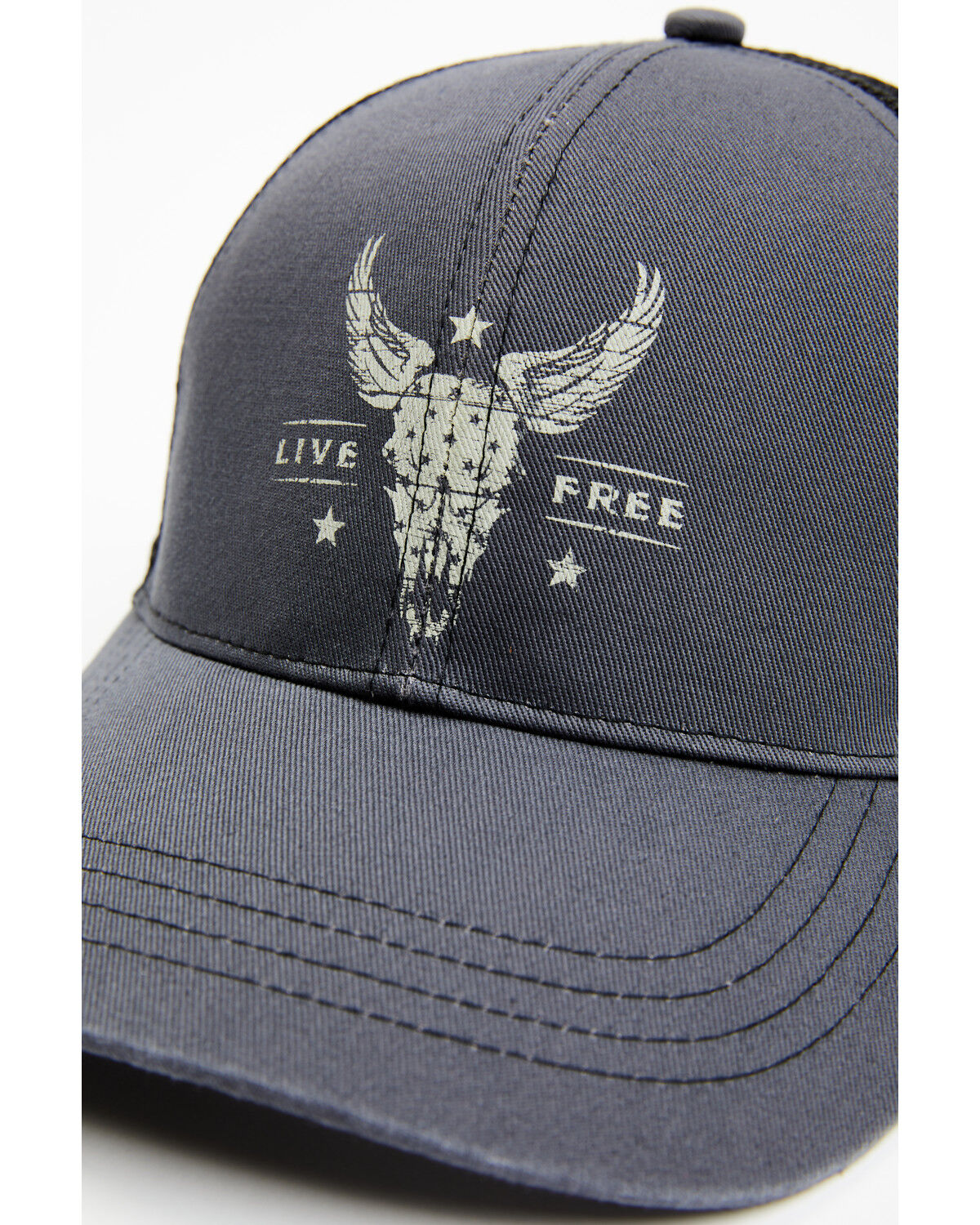 Image #2 - Cody James Men's Live Free Steer Head Ball Cap, Dark Grey, hi-res