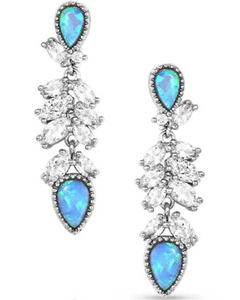 Image #1 - Montana Silversmiths Women's Mystic Falls Opal Crystal Earrings, Silver, hi-res