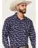 Image #2 - Gibson Trading Co Men's Blossom Floral Print Long Sleeve Snap Western Shirt, Navy, hi-res