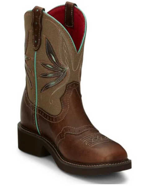 Justin Women's Nettie Western Boots - Narrow Square Toe, Olive, hi-res