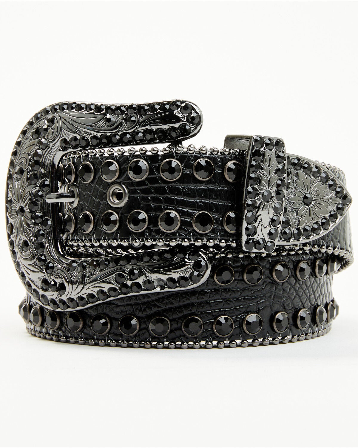 Image #2 - Shyanne Women's Crocodile Print Rhinestone Belt, Black, hi-res